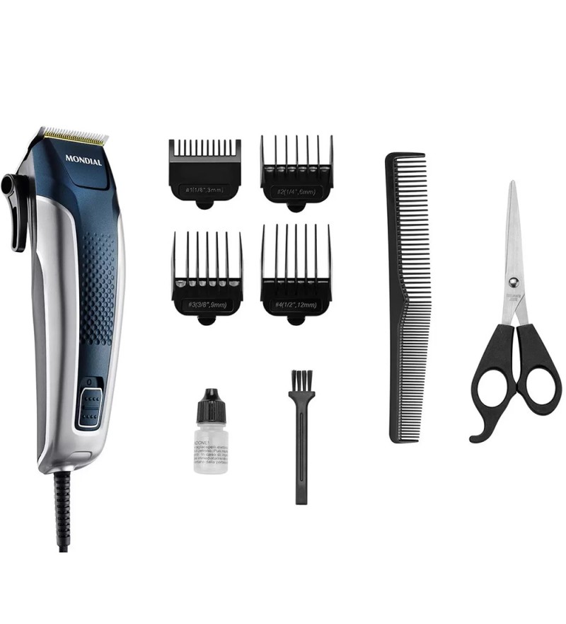 Cortador de Cabello Mondial Titanium Power CR-09M con 10W/220V- Plata/Azul