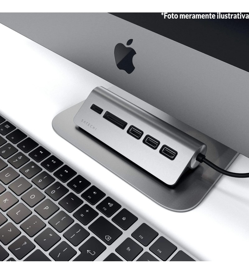 Hub USB-C Satechi Combo Hub ST-TCHCRM a USB-C/Lector microSD/SD - Space Gray