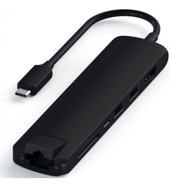 Hub USB-C Satechi Slim Multi-Port ST-UCSMA3K con USB-C/HDMI/RJ-45/USB/Lector microSD/SD - Black