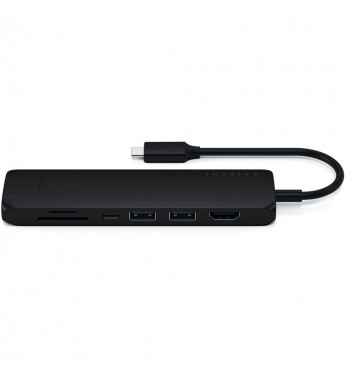 Hub USB-C Satechi Slim Multi-Port ST-UCSMA3K con USB-C/HDMI/RJ-45/USB/Lector microSD/SD - Black