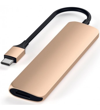 Hub USB-C Satechi Slim V2 ST-SCMA2G con USB-C/HDMI/USB/Lector microSD/SD - Gold