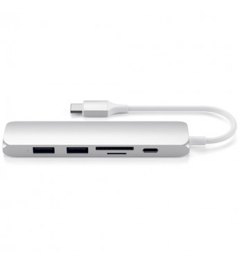 Hub USB-C Satechi Slim V2 ST-SCMA2S con USB-C/HDMI/USB/Lector microSD/SD - Silver
