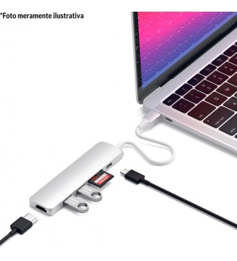 Hub USB-C Satechi Slim V2 ST-SCMA2S con USB-C/HDMI/USB/Lector microSD/SD - Silver